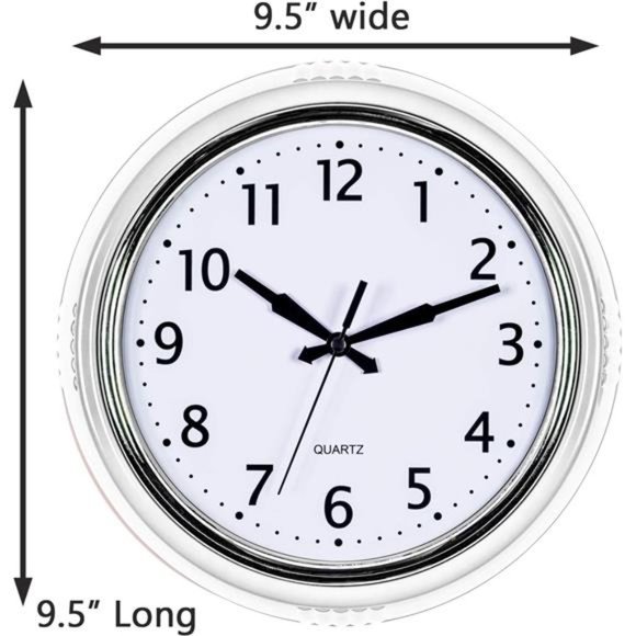 Retro Wall Clock 9.5 Inch White Kitchen 50's Vintage Design Round Silent - Picture 5 of 6